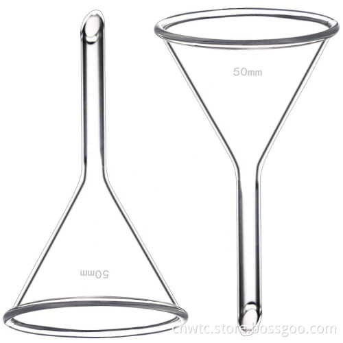 High Borosilicate Glass Funnel Sizes: 60mm, 75mm, 90mm, 120mm, 150mm